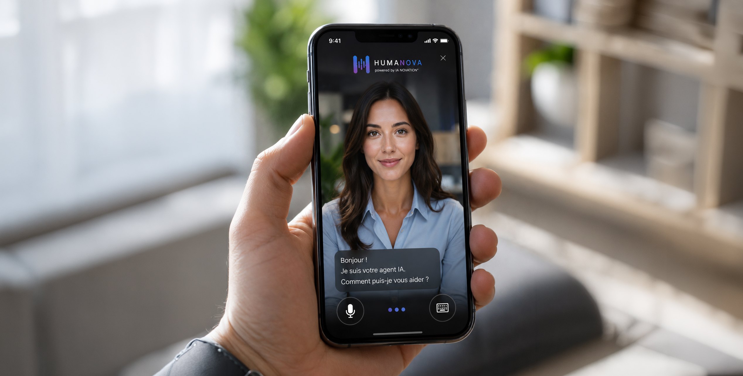 The HUMANOVA avatar also answers on smartphone